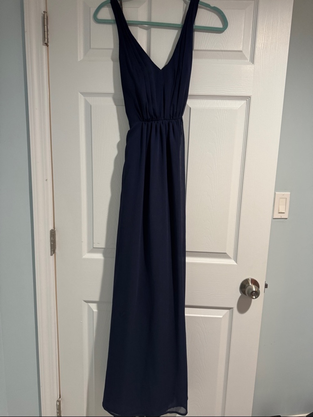 Vera Wang Navy Deep V Sleeveless Maxi Dress